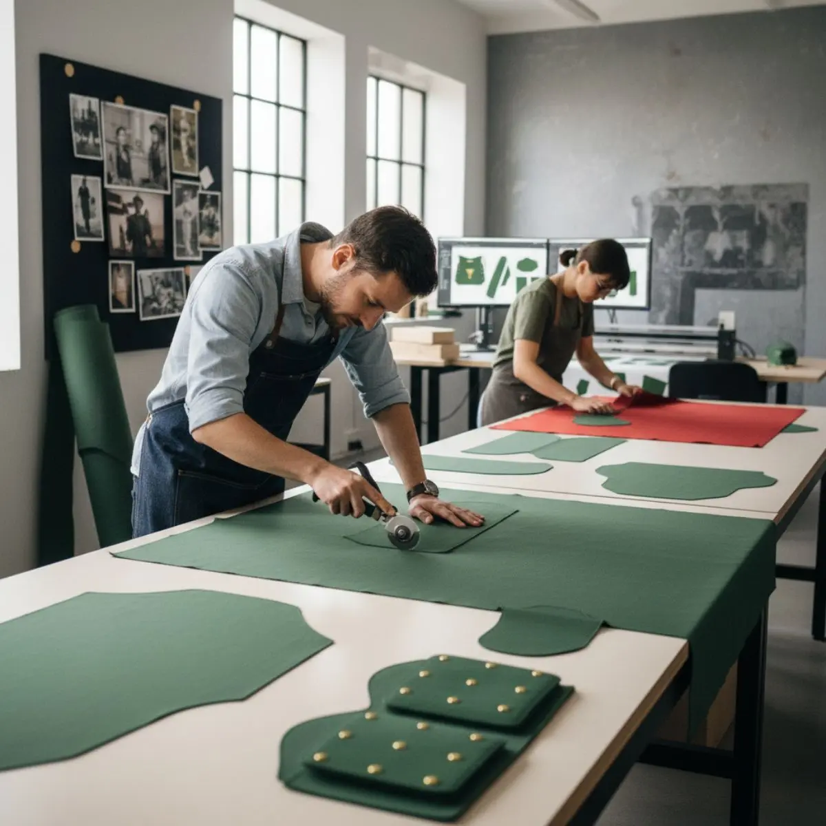 Proses pemotongan material sesuai pola